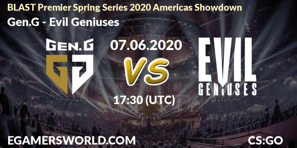 Gen.G - Evil Geniuses: прогноз. 07.06.2020 at 17:30, Counter-Strike (CS2), BLAST Premier Spring Series 2020 Americas Showdown 