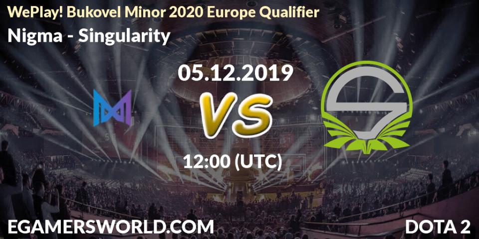 Nigma - Singularity: прогноз. 05.12.2019 at 12:00, Dota 2, WePlay! Bukovel Minor 2020 Europe Qualifier