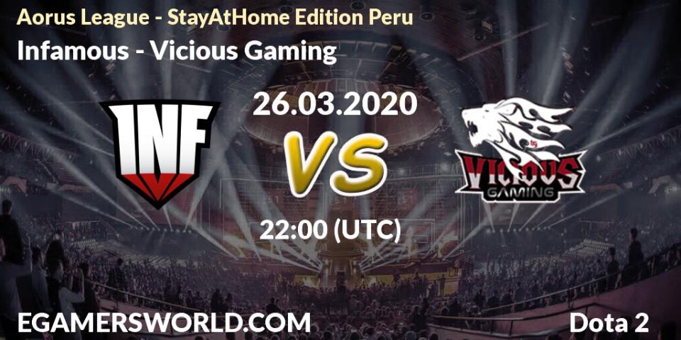 Infamous - Vicious Gaming: прогноз. 26.03.2020 at 22:00, Dota 2, Aorus League - StayAtHome Edition Peru