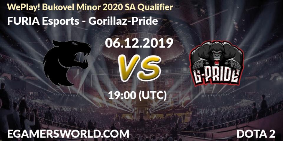 FURIA Esports - Gorillaz-Pride: прогноз. 06.12.2019 at 19:00, Dota 2, WePlay! Bukovel Minor 2020 SA Qualifier