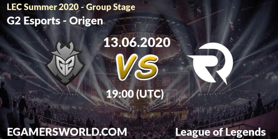 G2 Esports - Origen: прогноз. 13.06.2020 at 18:40, LoL, LEC Summer 2020 - Group Stage