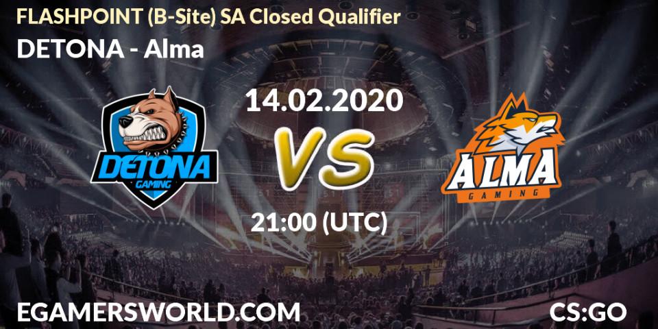 DETONA - Alma: прогноз. 14.02.2020 at 21:10, Counter-Strike (CS2), FLASHPOINT South America Closed Qualifier