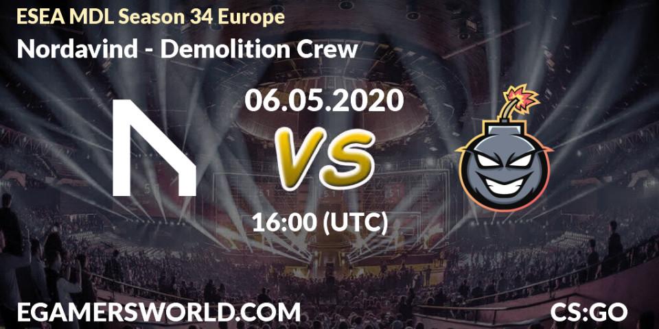 Nordavind - Demolition Crew: прогноз. 06.05.2020 at 16:00, Counter-Strike (CS2), ESEA MDL Season 34 Europe