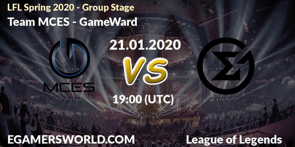 Team MCES - GameWard: прогноз. 21.01.2020 at 20:00, LoL, LFL Spring 2020 - Group Stage