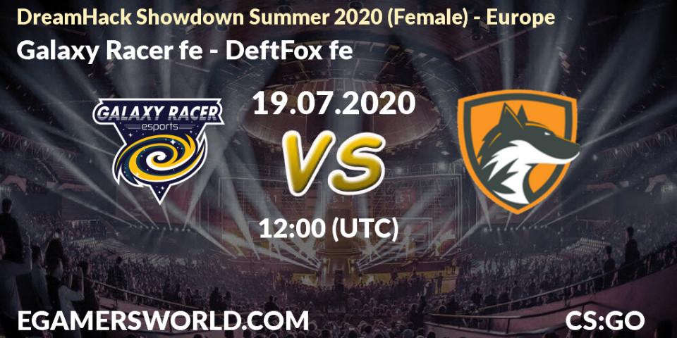 Galaxy Racer fe - DeftFox fe: прогноз. 19.07.2020 at 12:00, Counter-Strike (CS2), DreamHack Showdown Summer 2020 (Female) - Europe