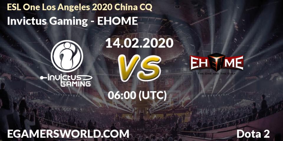 Invictus Gaming - EHOME: прогноз. 15.02.20, Dota 2, ESL One Los Angeles 2020 China CQ