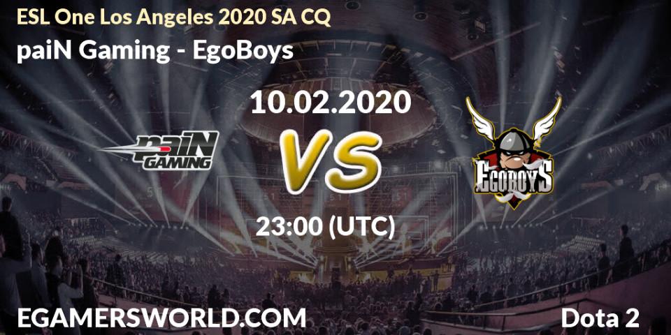 paiN Gaming - EgoBoys: прогноз. 11.02.20, Dota 2, ESL One Los Angeles 2020 SA CQ