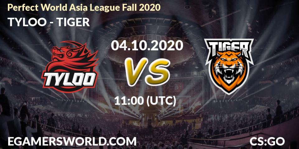 TYLOO - TIGER: прогноз. 04.10.2020 at 10:00, Counter-Strike (CS2), Perfect World Asia League Fall 2020