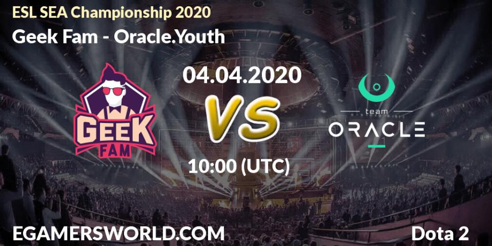 Geek Fam - Oracle.Youth: прогноз. 04.04.20, Dota 2, ESL SEA Championship 2020