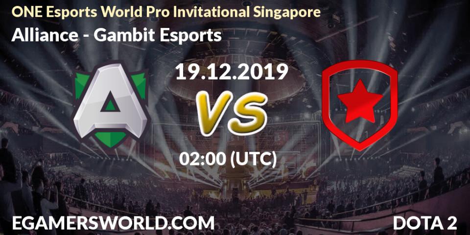 Alliance - Gambit Esports: прогноз. 19.12.19, Dota 2, ONE Esports World Pro Invitational Singapore