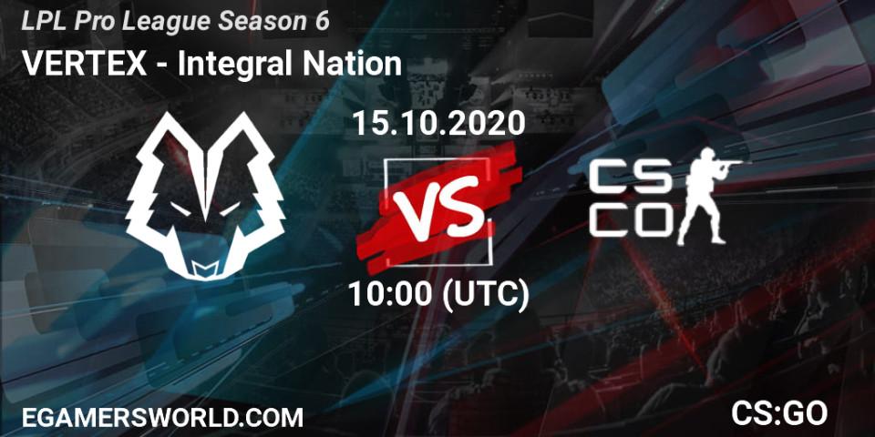 VERTEX - Integral Nation: прогноз. 15.10.2020 at 10:15, Counter-Strike (CS2), LPL Pro League Season 6