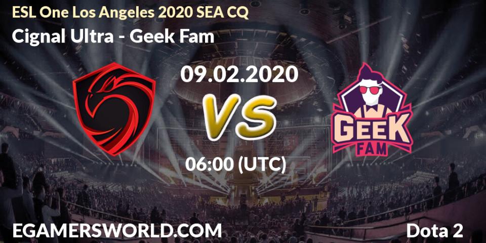 Cignal Ultra - Geek Fam: прогноз. 09.02.2020 at 06:38, Dota 2, ESL One Los Angeles 2020 SEA CQ