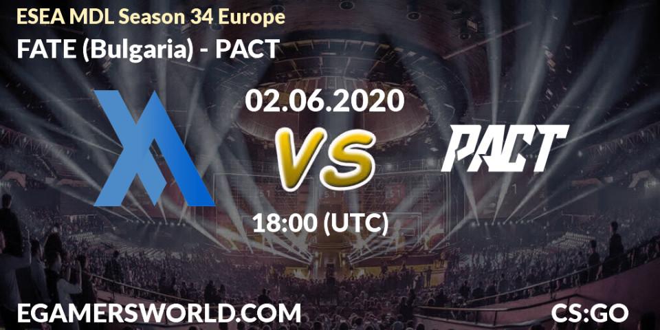 FATE - PACT: прогноз. 28.06.2020 at 13:30, Counter-Strike (CS2), ESEA MDL Season 34 Europe