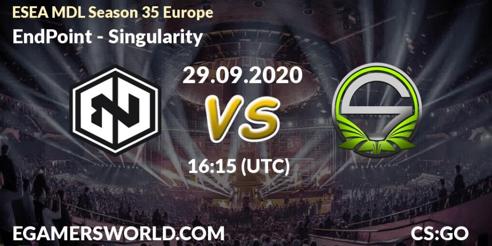 EndPoint - Singularity: прогноз. 29.09.2020 at 16:15, Counter-Strike (CS2), ESEA MDL Season 35 Europe