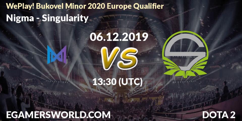 Nigma - Singularity: прогноз. 06.12.2019 at 13:30, Dota 2, WePlay! Bukovel Minor 2020 Europe Qualifier