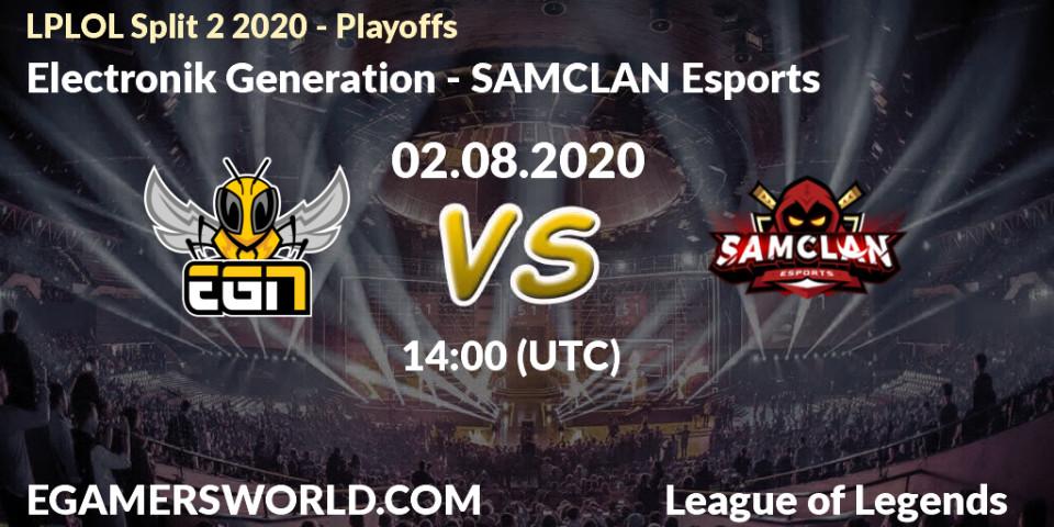 Electronik Generation - SAMCLAN Esports: прогноз. 02.08.2020 at 14:00, LoL, LPLOL Split 2 2020 - Playoffs