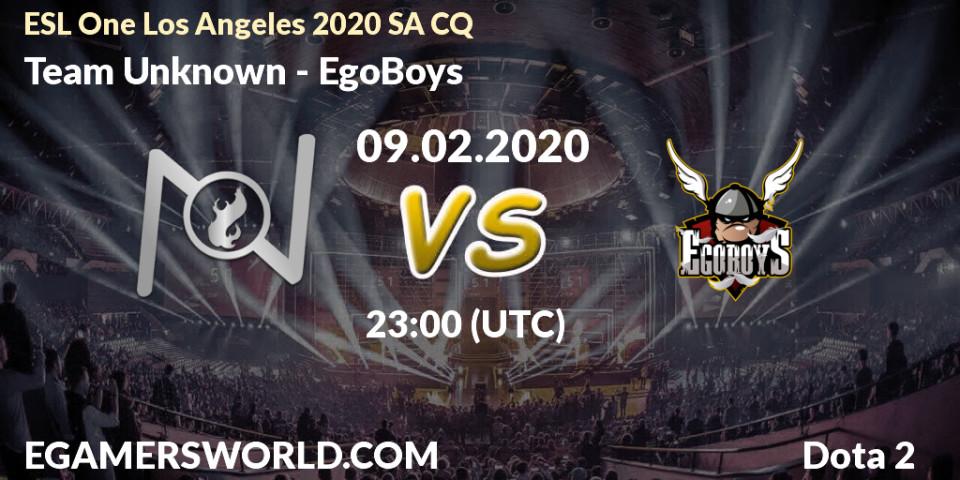 Team Unknown - EgoBoys: прогноз. 10.02.20, Dota 2, ESL One Los Angeles 2020 SA CQ