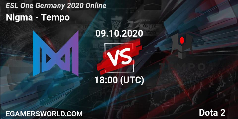 Nigma - Tempo: прогноз. 09.10.2020 at 17:10, Dota 2, ESL One Germany 2020 Online
