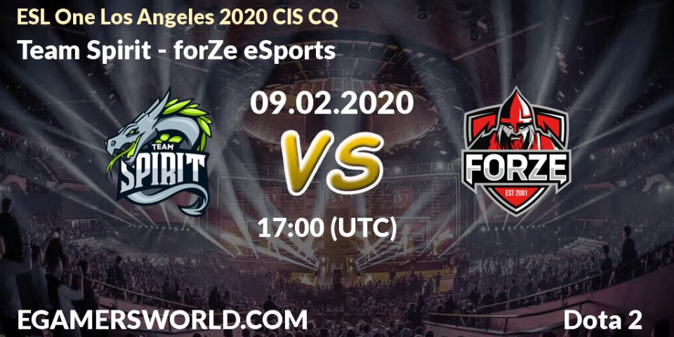 Team Spirit - forZe eSports: прогноз. 09.02.20, Dota 2, ESL One Los Angeles 2020 CIS CQ