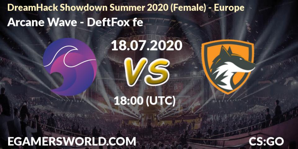 Arcane Wave - DeftFox fe: прогноз. 18.07.2020 at 17:50, Counter-Strike (CS2), DreamHack Showdown Summer 2020 (Female) - Europe