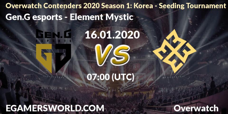 Gen.G esports - Element Mystic: прогноз. 16.01.2020 at 07:00, Overwatch, Overwatch Contenders 2020 Season 1: Korea - Seeding Tournament