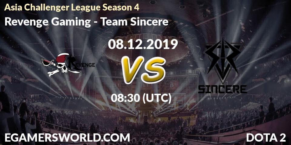 Revenge Gaming - Team Sincere: прогноз. 08.12.19, Dota 2, Asia Challenger League Season 4