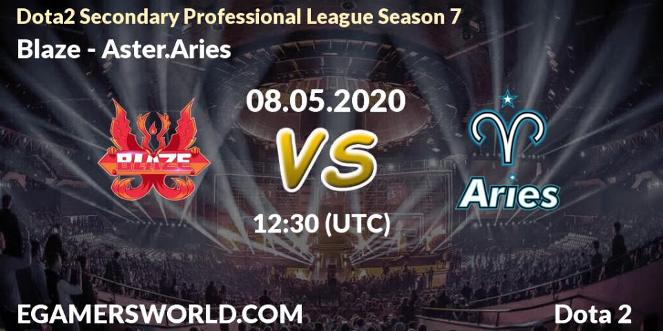 Blaze - Aster.Aries: прогноз. 08.05.2020 at 12:37, Dota 2, Dota2 Secondary Professional League 2020