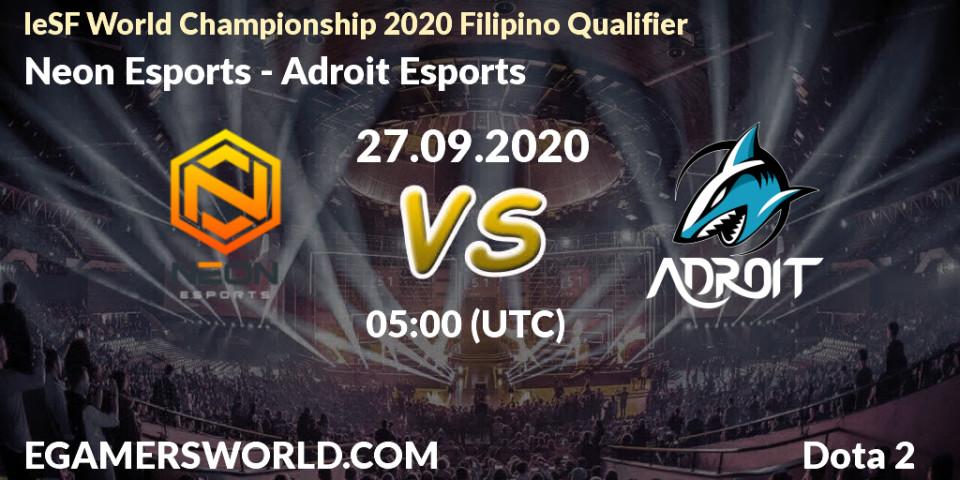 Neon Esports - Adroit Esports: прогноз. 27.09.2020 at 05:00, Dota 2, IeSF World Championship 2020 Filipino Qualifier
