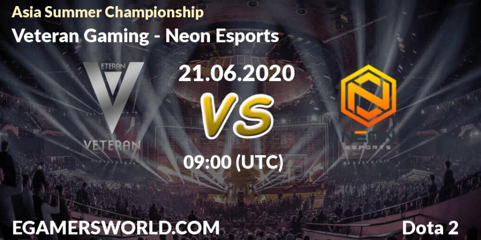 Veteran Gaming - Neon Esports: прогноз. 21.06.2020 at 09:05, Dota 2, Asia Summer Championship