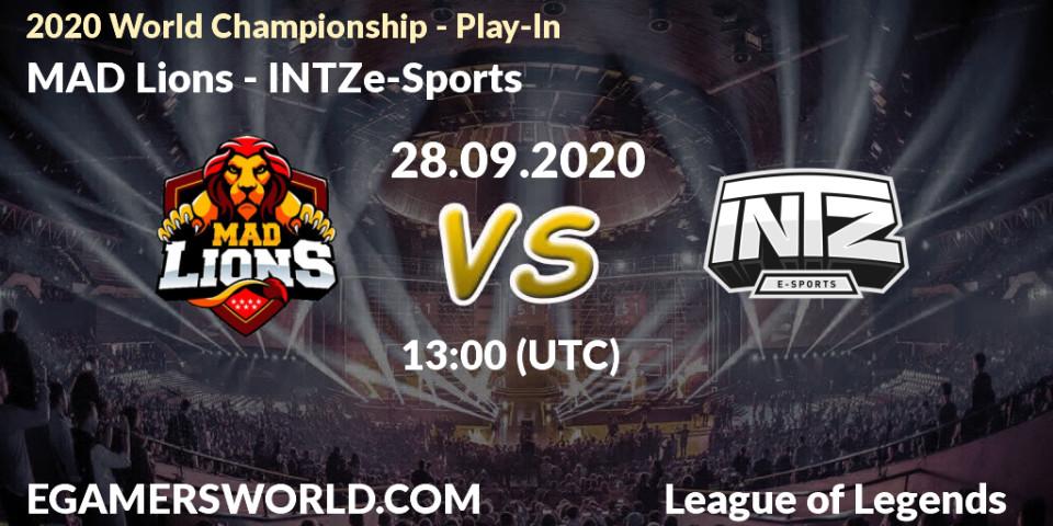 MAD Lions - INTZ e-Sports: прогноз. 28.09.2020 at 12:05, LoL, 2020 World Championship - Play-In