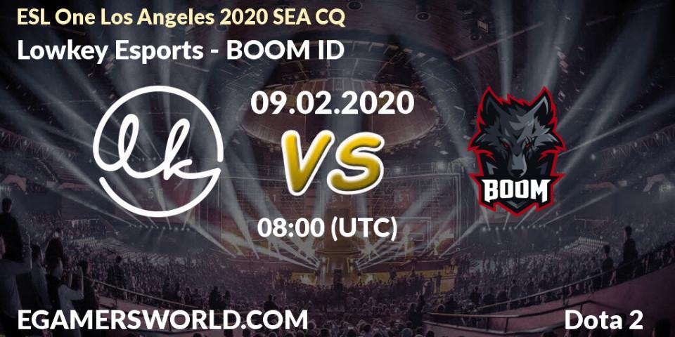 Lowkey Esports - BOOM ID: прогноз. 09.02.2020 at 08:45, Dota 2, ESL One Los Angeles 2020 SEA CQ