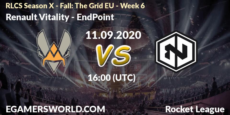 Renault Vitality - EndPoint: прогноз. 11.09.2020 at 16:00, Rocket League, RLCS Season X - Fall: The Grid EU - Week 6