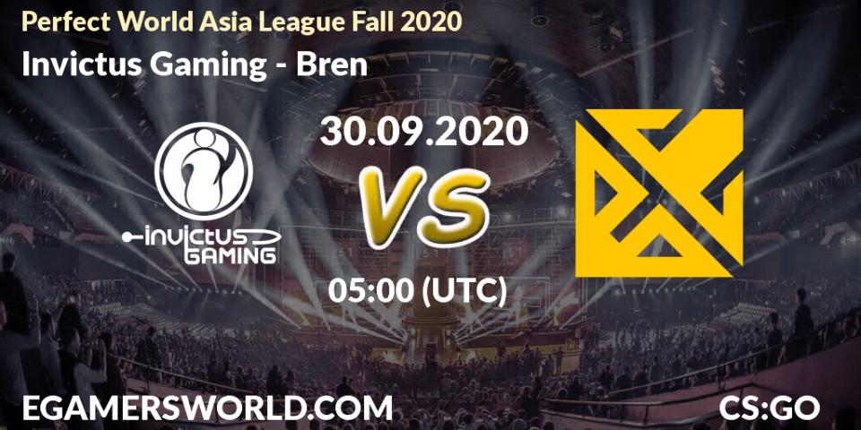 Invictus Gaming - Bren: прогноз. 30.09.2020 at 05:00, Counter-Strike (CS2), Perfect World Asia League Fall 2020