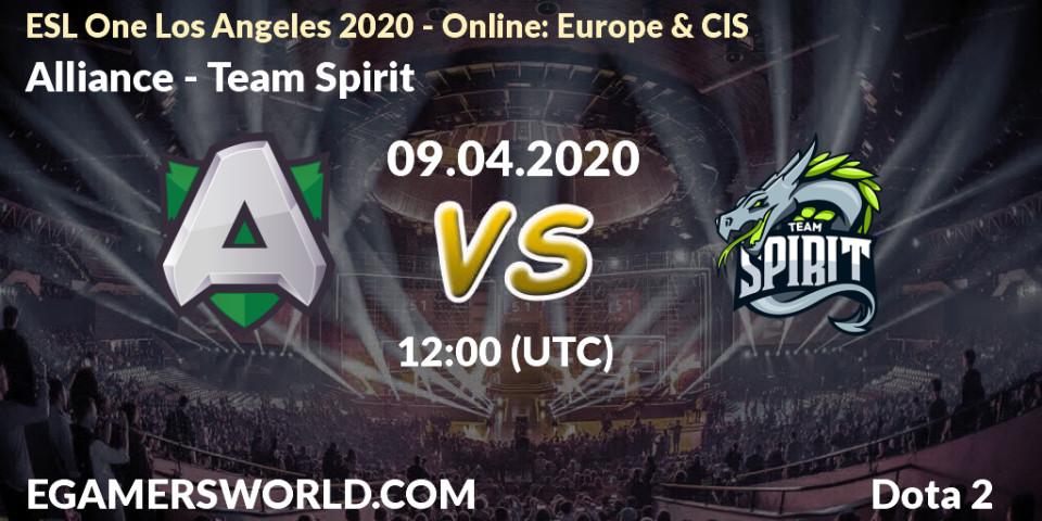 Alliance - Team Spirit: прогноз. 09.04.2020 at 12:06, Dota 2, ESL One Los Angeles 2020 - Online: Europe & CIS