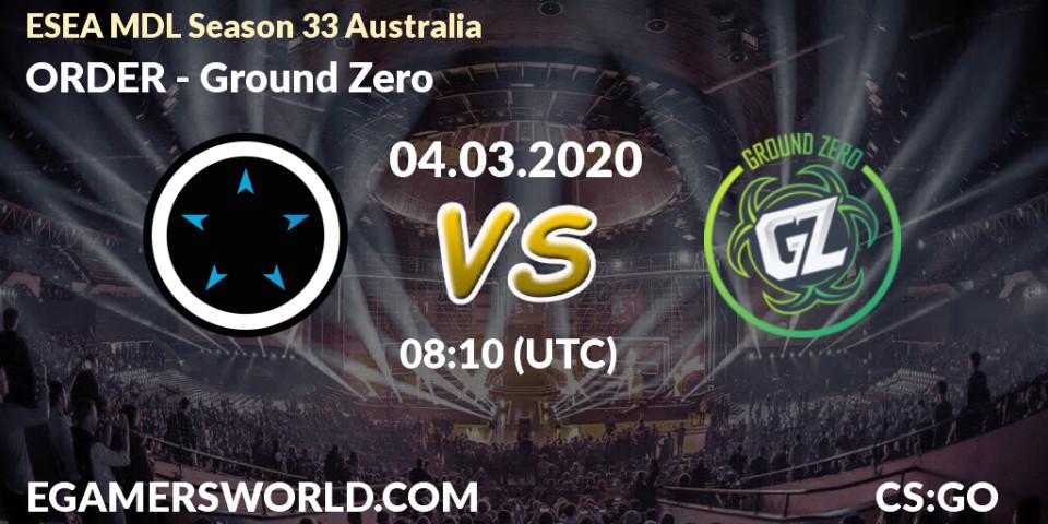 ORDER - Ground Zero: прогноз. 12.03.2020 at 09:10, Counter-Strike (CS2), ESEA MDL Season 33 Australia