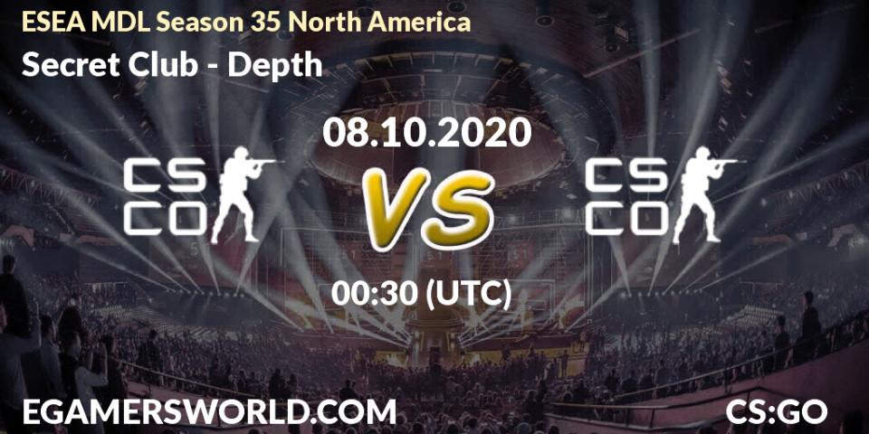 Secret Club - Depth: прогноз. 08.10.2020 at 00:30, Counter-Strike (CS2), ESEA MDL Season 35 North America