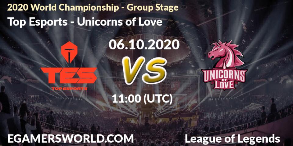 Top Esports - Unicorns of Love: прогноз. 06.10.2020 at 11:00, LoL, 2020 World Championship - Group Stage
