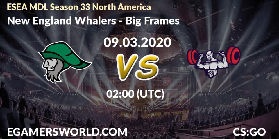 New England Whalers - Big Frames: прогноз. 09.03.2020 at 02:10, Counter-Strike (CS2), ESEA MDL Season 33 North America