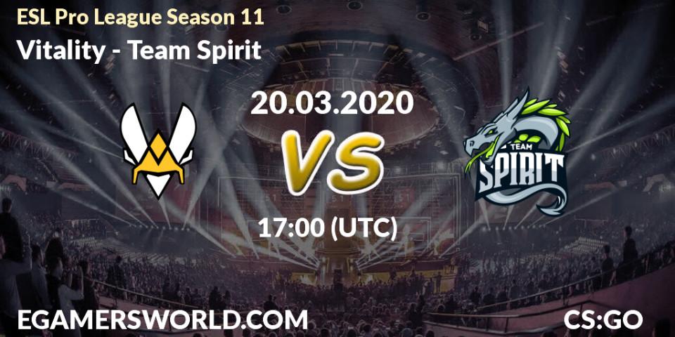 Vitality - Team Spirit: прогноз. 20.03.2020 at 17:00, Counter-Strike (CS2), ESL Pro League Season 11: Europe
