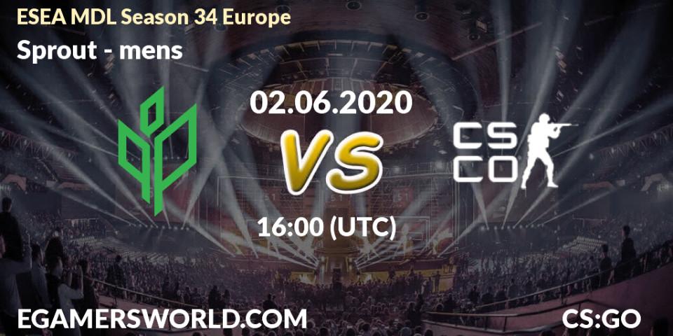 Sprout - mens: прогноз. 18.06.2020 at 17:00, Counter-Strike (CS2), ESEA MDL Season 34 Europe