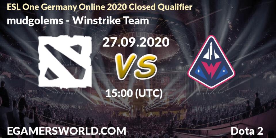 mudgolems - Winstrike Team: прогноз. 27.09.2020 at 15:00, Dota 2, ESL One Germany 2020 Online Closed Qualifier 