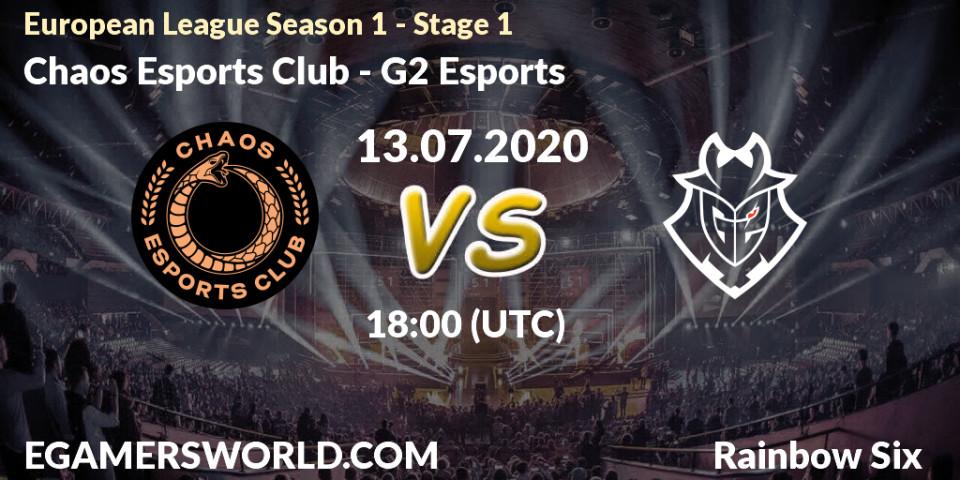 Chaos Esports Club - G2 Esports: прогноз. 13.07.20, Rainbow Six, European League Season 1 - Stage 1