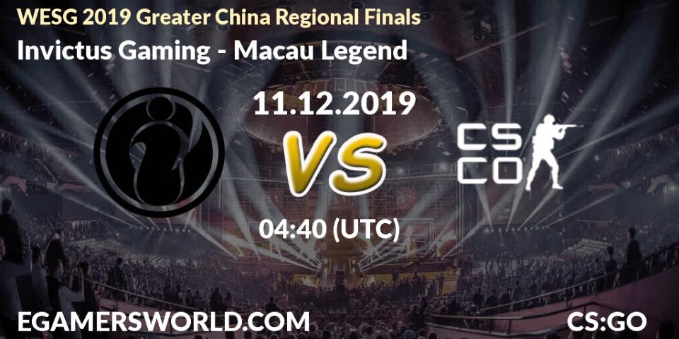 Invictus Gaming - Macau Legend: прогноз. 11.12.2019 at 05:15, Counter-Strike (CS2), WESG 2019 Greater China Regional Finals