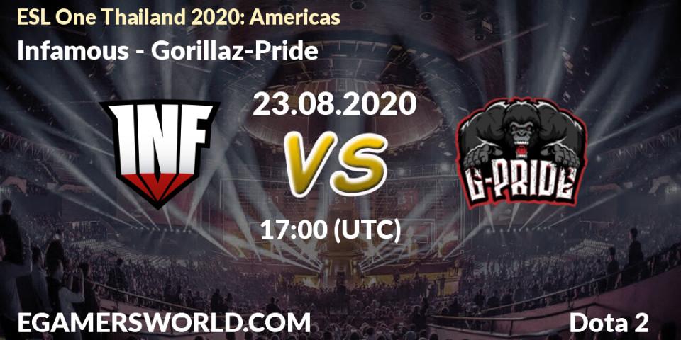 Infamous - Gorillaz-Pride: прогноз. 23.08.20, Dota 2, ESL One Thailand 2020: Americas