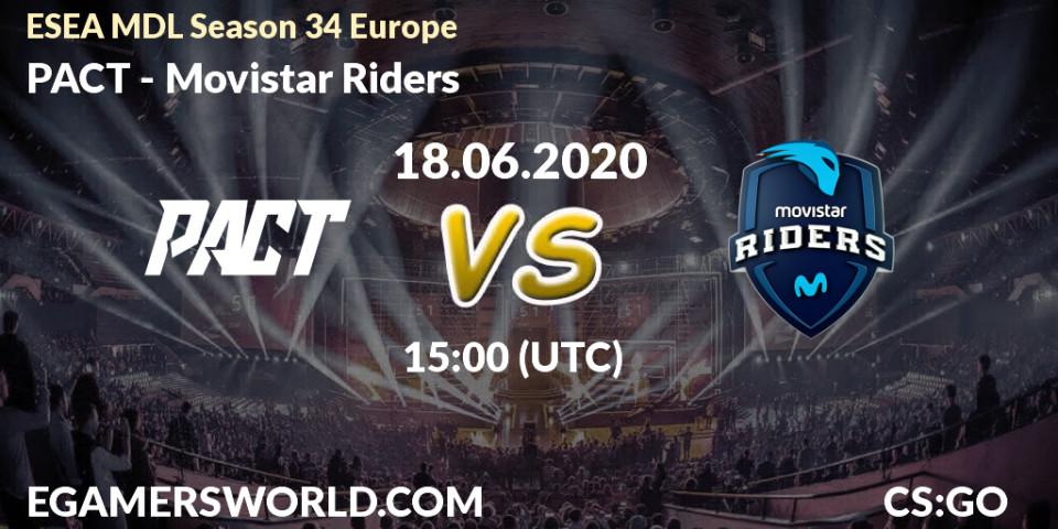 PACT - Movistar Riders: прогноз. 18.06.2020 at 15:00, Counter-Strike (CS2), ESEA MDL Season 34 Europe