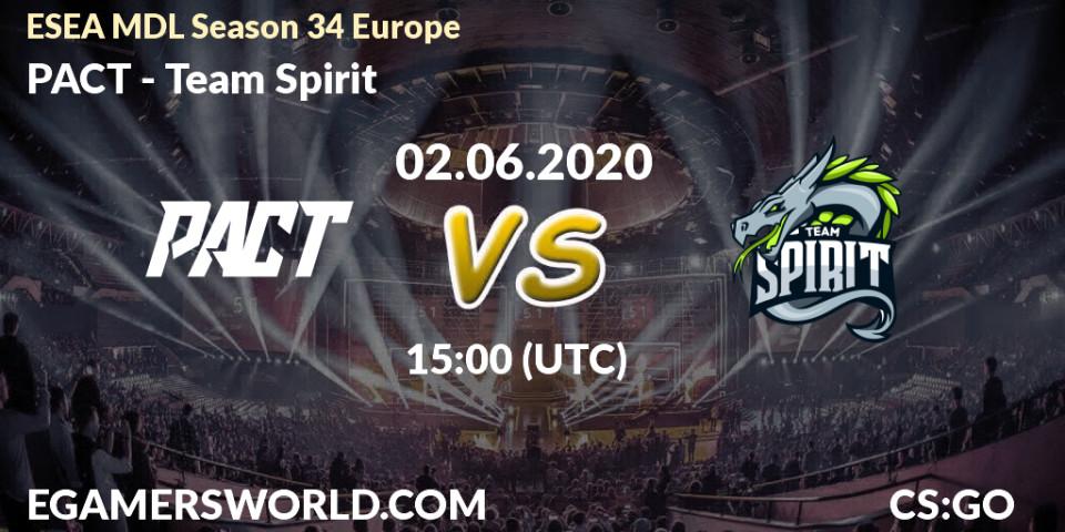 PACT - Team Spirit: прогноз. 02.06.2020 at 15:00, Counter-Strike (CS2), ESEA MDL Season 34 Europe