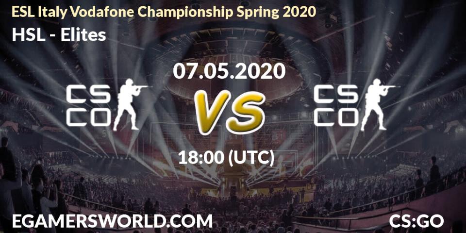HSL - Elites: прогноз. 07.05.2020 at 18:00, Counter-Strike (CS2), ESL Italy Vodafone Championship Spring 2020