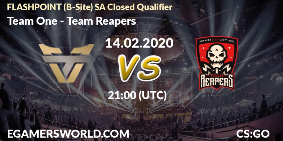 Team One - Team Reapers: прогноз. 14.02.2020 at 21:25, Counter-Strike (CS2), FLASHPOINT South America Closed Qualifier