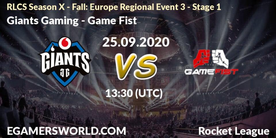 Giants Gaming - Game Fist: прогноз. 25.09.20, Rocket League, RLCS Season X - Fall: Europe Regional Event 3 - Stage 1