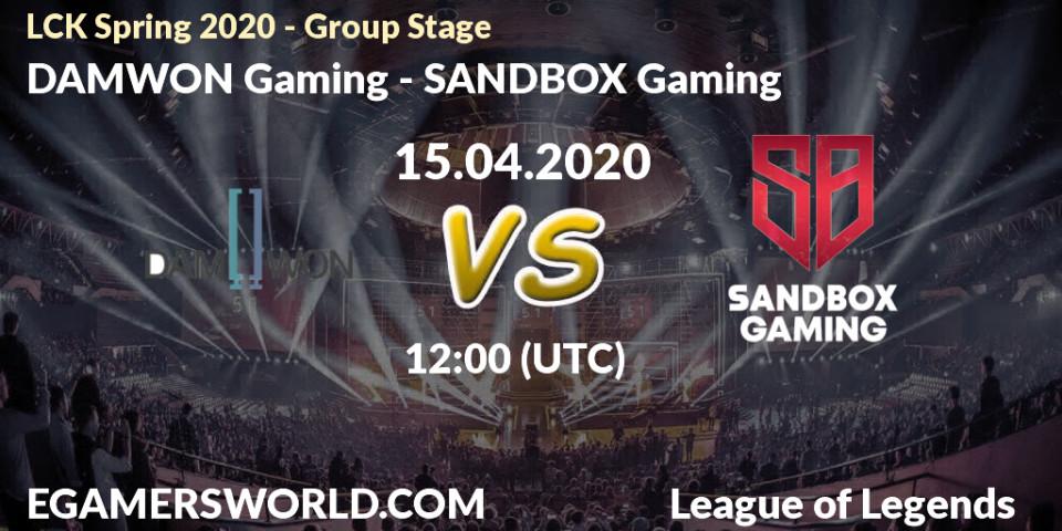 DAMWON Gaming - SANDBOX Gaming: прогноз. 15.04.2020 at 10:53, LoL, LCK Spring 2020 - Group Stage